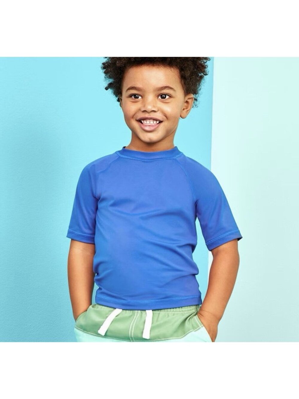 Hanna Andersson Boys Short Sleeve Rash Guard In Blue 6-7 (120cm)